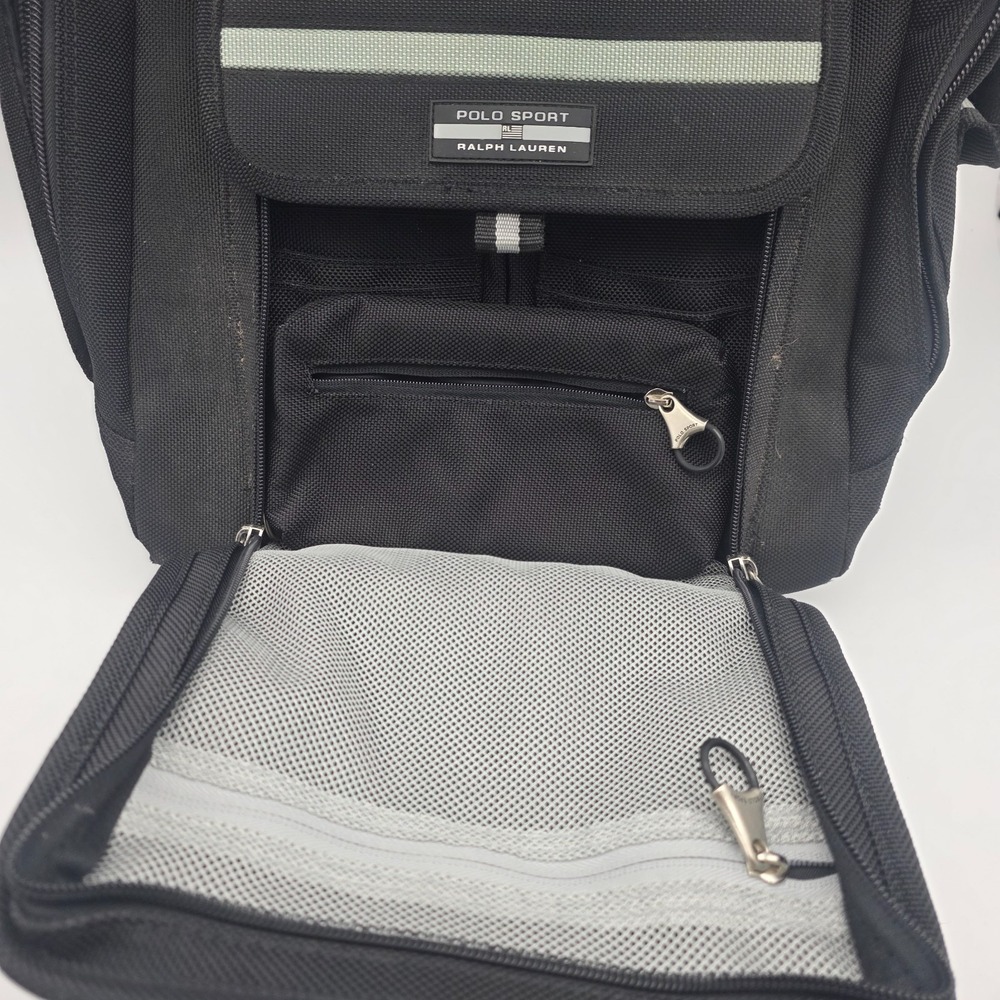 Ralph Lauren Polo Sport Roller Duffle Luggage‎ Bag Black Silver - Picture 3 of 16